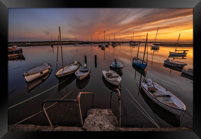 Sunrise reflections - Wells harbour  Framed Print by Gary Pearson