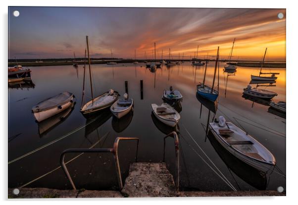 Sunrise reflections - Wells harbour  Acrylic by Gary Pearson