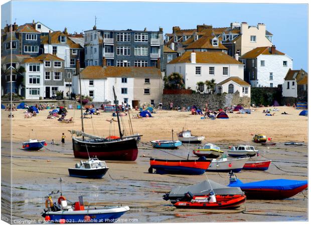 St. Ives at low tide in Cornwall. Canvas Print by john hill