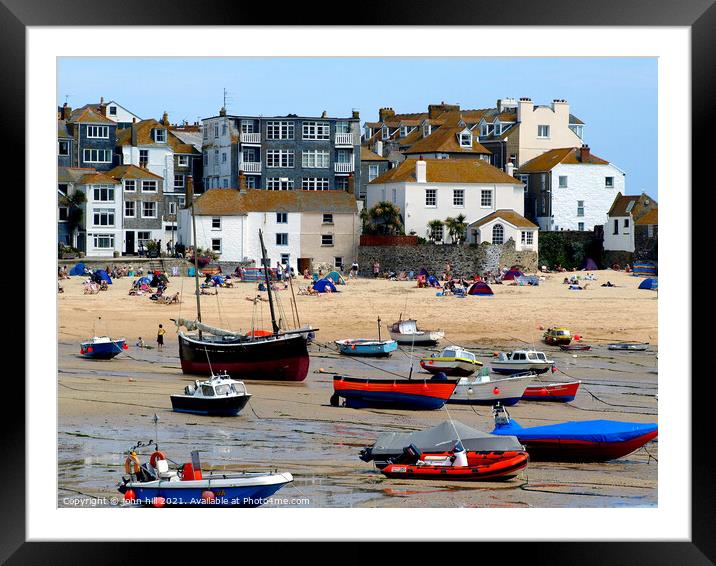 St. Ives at low tide in Cornwall. Framed Mounted Print by john hill