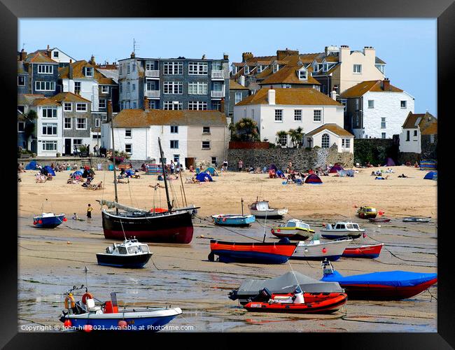 St. Ives at low tide in Cornwall. Framed Print by john hill
