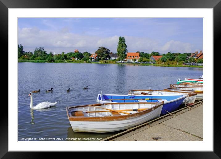 Thorpeness Meare Boats Framed Mounted Print by Diana Mower