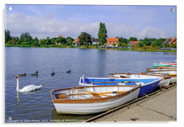 Thorpeness Meare Boats Acrylic by Diana Mower