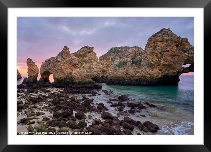 Ponta da Piedade in Lagos at sunrise, in Portugal Framed Mounted Print by Luis Pina