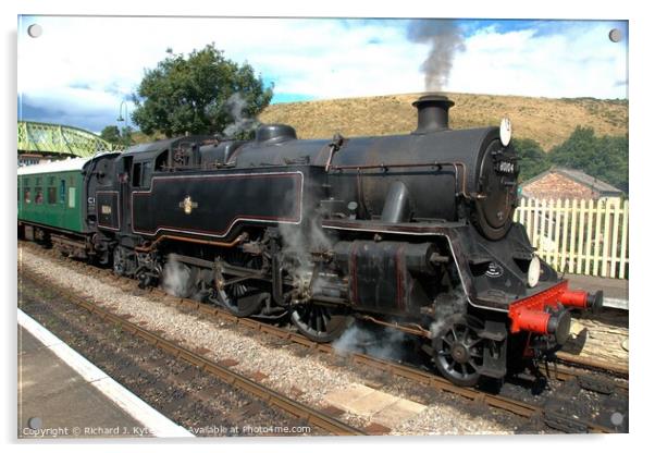 BR Class 4MT no. 80104  at Corfe Castle, Swanage Railway Acrylic by Richard J. Kyte