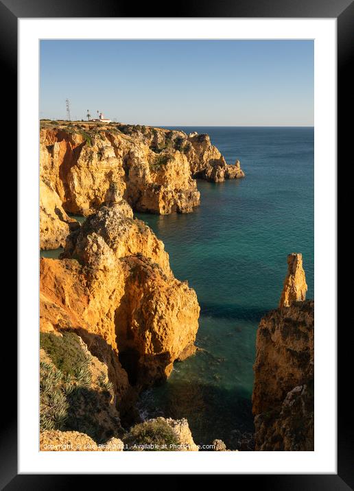 Ponta da Piedade farol Lighthouse in Lagos, in Portugal Framed Mounted Print by Luis Pina