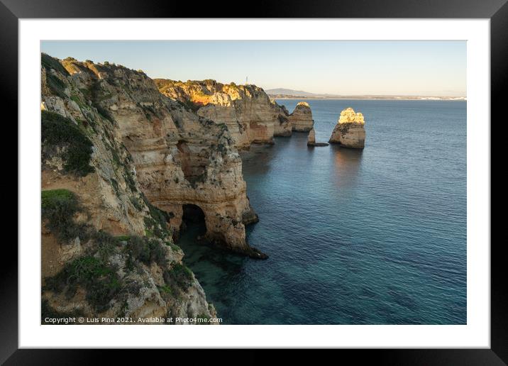 Ponta da Piedade in Lagos, in Portugal Framed Mounted Print by Luis Pina
