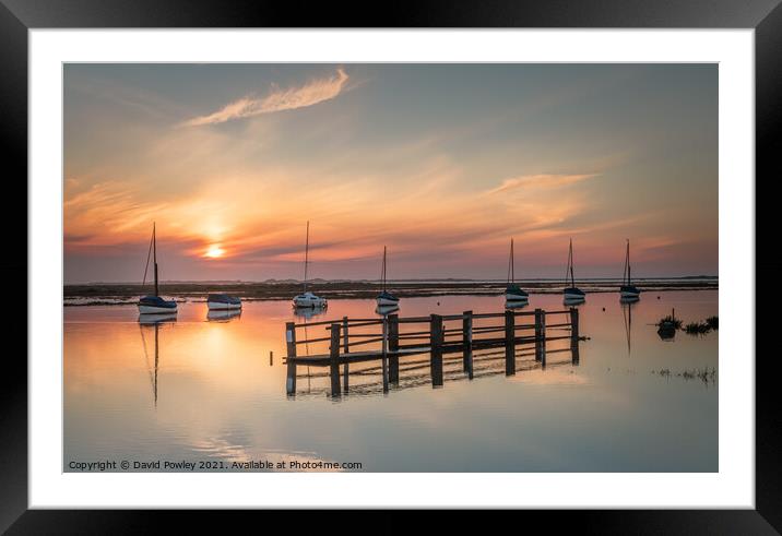 High Tide Sunset at Blakeney North Norfolk Framed Mounted Print by David Powley