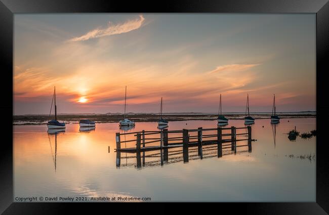 High Tide Sunset at Blakeney North Norfolk Framed Print by David Powley