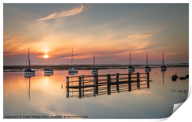 High Tide Sunset at Blakeney North Norfolk Print by David Powley