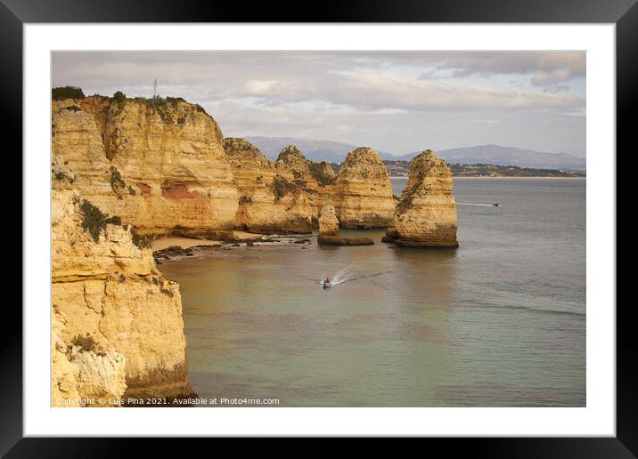 Ponta da Piedade in Lagos, in Portugal Framed Mounted Print by Luis Pina