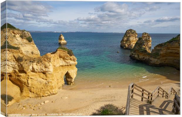 Praia do Camilo beach in Lagos, Portugal Canvas Print by Luis Pina