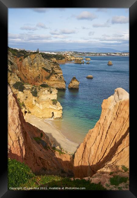 Praia do Camilo beach in Lagos, Portugal Framed Print by Luis Pina