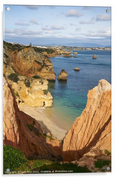 Praia do Camilo beach in Lagos, Portugal Acrylic by Luis Pina