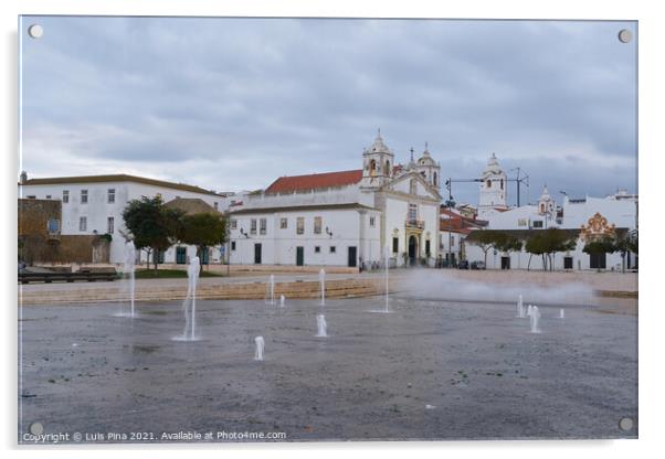 Lagos plaza with Igreja de Santo Antonio church, in Lagos, Portugal Acrylic by Luis Pina