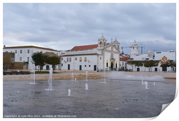 Lagos plaza with Igreja de Santo Antonio church, in Lagos, Portugal Print by Luis Pina