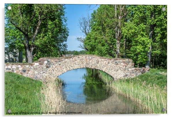 Old stone single arch bridge Acrylic by Maria Vonotna
