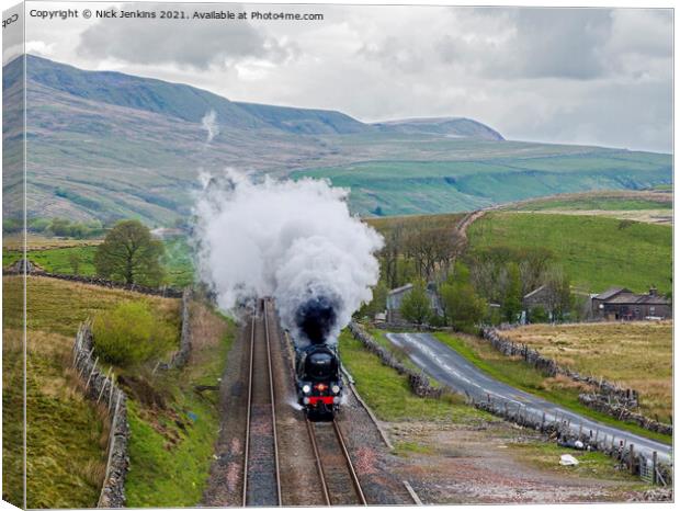 The Broughton Steam Locomotive Aisgill Yorkshire Dales  Canvas Print by Nick Jenkins