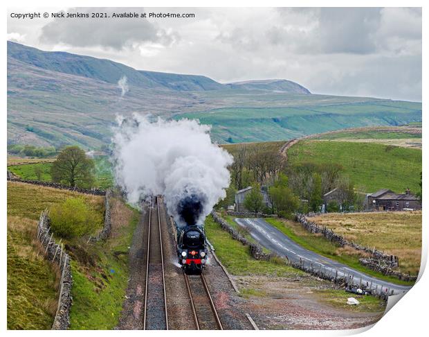 The Broughton Steam Locomotive Aisgill Yorkshire Dales  Print by Nick Jenkins