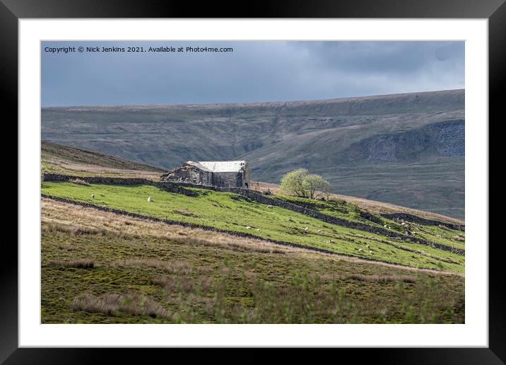 Derelict Barn above Aisgill Yorkshire Dales Cumbri Framed Mounted Print by Nick Jenkins