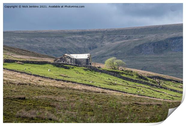 Derelict Barn above Aisgill Yorkshire Dales Cumbri Print by Nick Jenkins