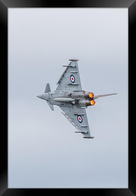 RAF Typhoon accelerates into a tight turn Framed Print by Jason Wells
