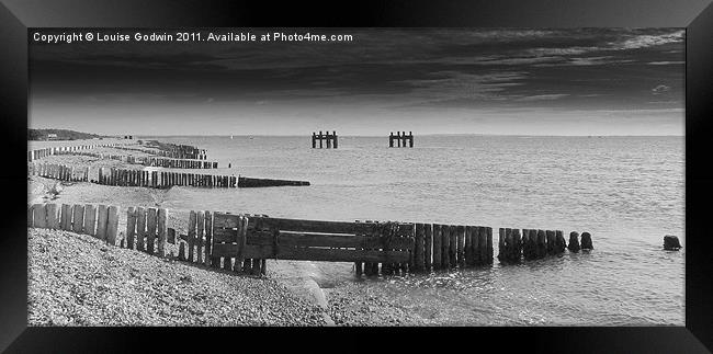 D Day Remnants B&W Framed Print by Louise Godwin
