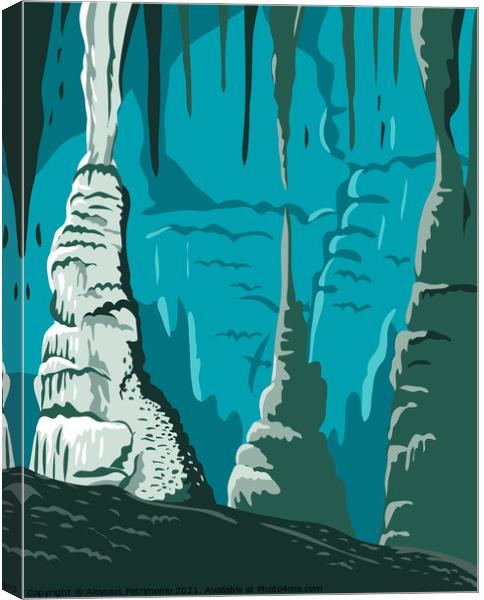 Carlsbad Caverns National Park in Guadalupe Mountains New Mexico United States WPA Poster Art Color Canvas Print by Aloysius Patrimonio
