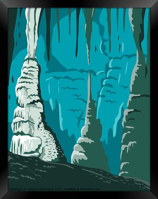 Carlsbad Caverns National Park in Guadalupe Mountains New Mexico United States WPA Poster Art Color Framed Print by Aloysius Patrimonio
