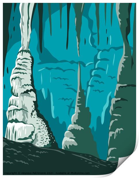 Carlsbad Caverns National Park in Guadalupe Mountains New Mexico United States WPA Poster Art Color Print by Aloysius Patrimonio