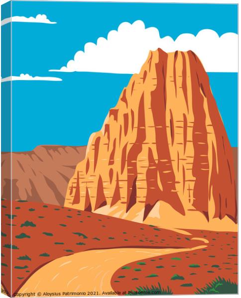 Cathedral Valley Loop in Capitol Reef National Park South-Central Utah United States WPA Poster Art Color Canvas Print by Aloysius Patrimonio