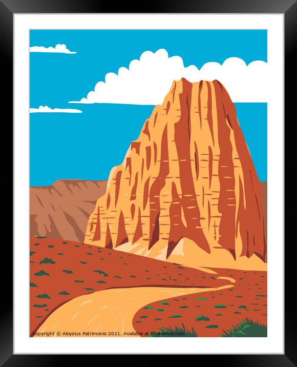 Cathedral Valley Loop in Capitol Reef National Park South-Central Utah United States WPA Poster Art Color Framed Mounted Print by Aloysius Patrimonio