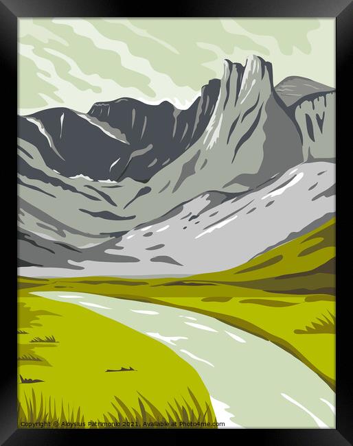 Gates of the Arctic National Park and Preserve Oolah Valley in Alaska United States WPA Poster Art Color Framed Print by Aloysius Patrimonio