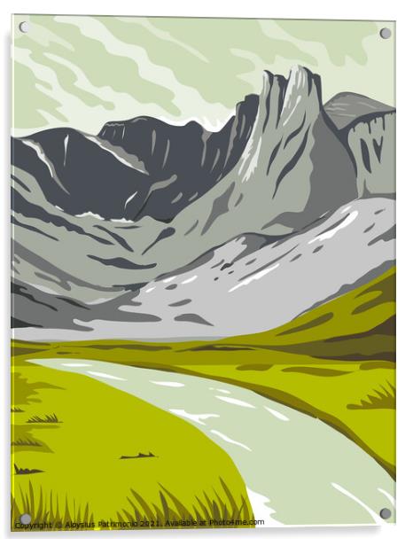 Gates of the Arctic National Park and Preserve Oolah Valley in Alaska United States WPA Poster Art Color Acrylic by Aloysius Patrimonio