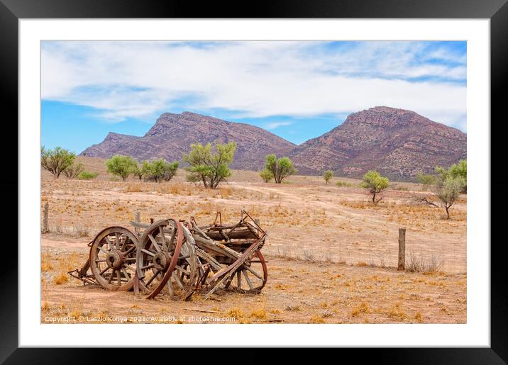 Wagon at Old Wilpena Station - Wilpena Pound Framed Mounted Print by Laszlo Konya