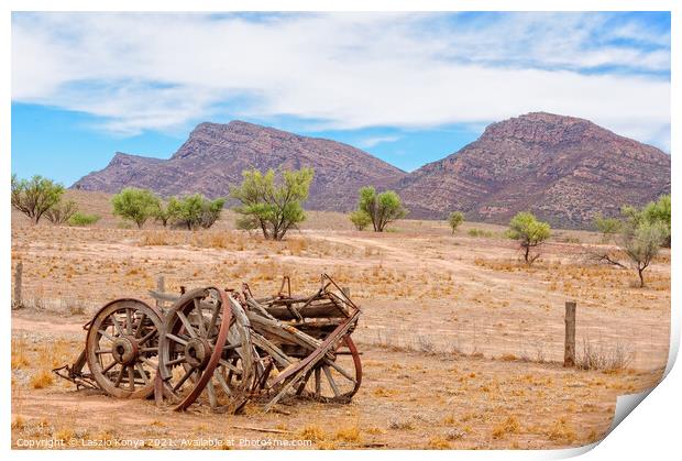 Wagon at Old Wilpena Station - Wilpena Pound Print by Laszlo Konya