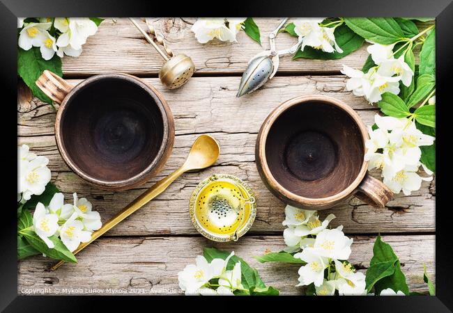 Jasmine tea with jasmine flower Framed Print by Mykola Lunov Mykola