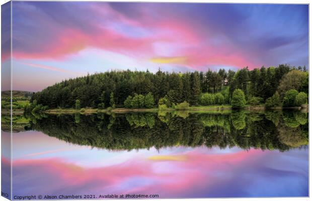 Langsett Reservoir Sunset Canvas Print by Alison Chambers