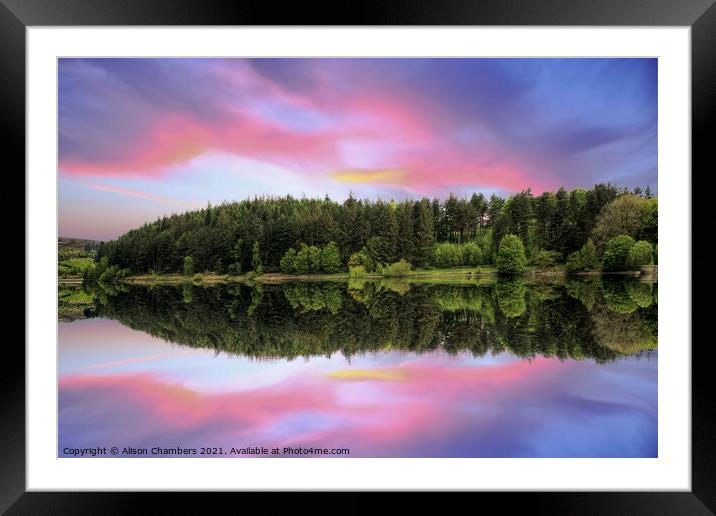Langsett Reservoir Sunset Framed Mounted Print by Alison Chambers