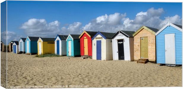Southwold pretty beach huts Canvas Print by Diana Mower