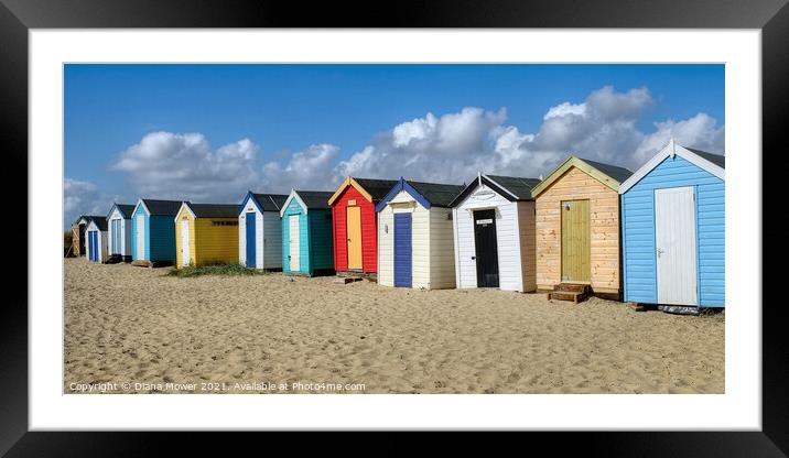Southwold pretty beach huts Framed Mounted Print by Diana Mower