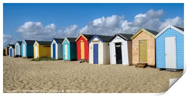 Southwold pretty beach huts Print by Diana Mower
