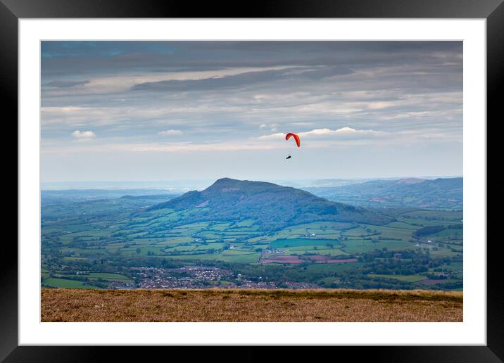 Paragliding over Abergavenny Framed Mounted Print by Leighton Collins