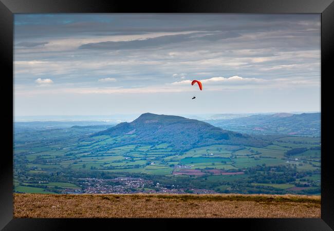 Paragliding over Abergavenny Framed Print by Leighton Collins