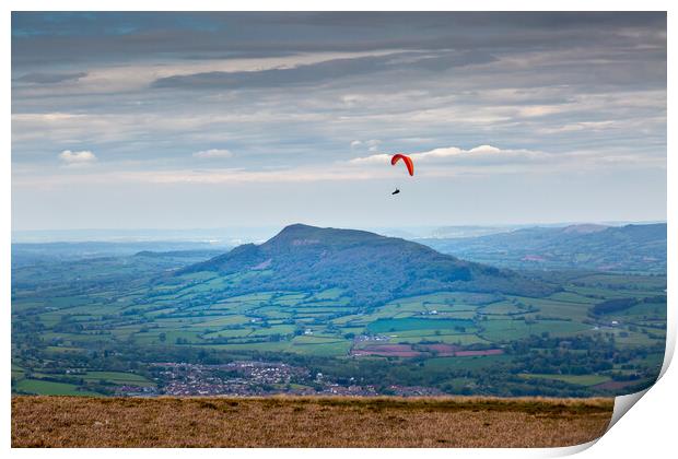 Paragliding over Abergavenny Print by Leighton Collins