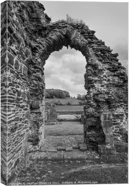 sawley Abbey Archway Ruins Canvas Print by Heather Sheldrick