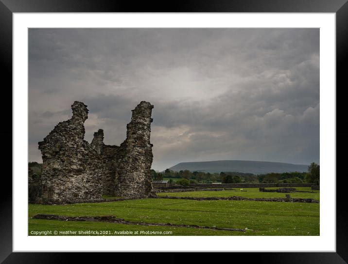 Pendle Hill from Sawley Abbey, Lancashire Framed Mounted Print by Heather Sheldrick