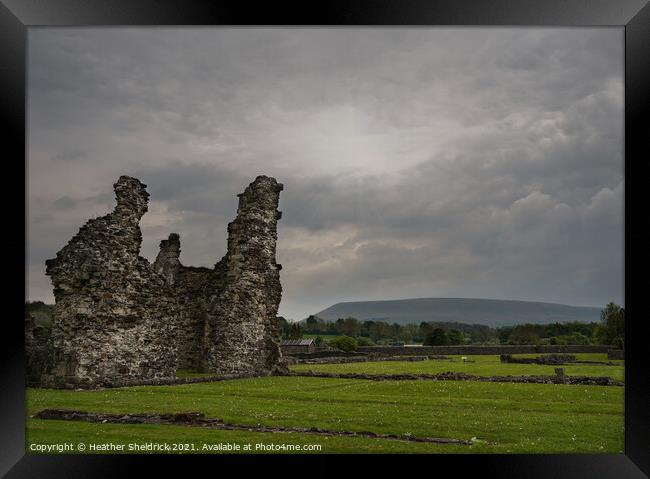 Pendle Hill from Sawley Abbey, Lancashire Framed Print by Heather Sheldrick