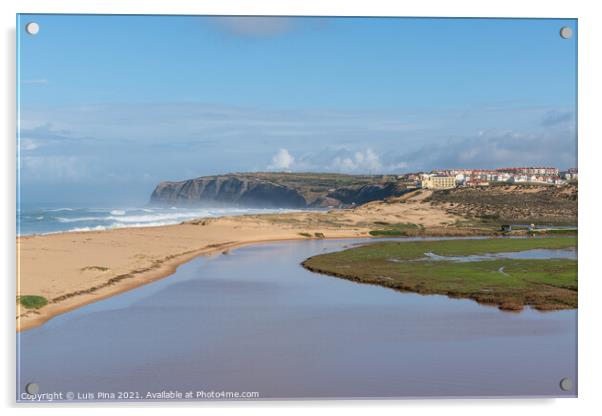 Praia da Foz do Sizandro beach in Torres Vedras, Portugal Acrylic by Luis Pina
