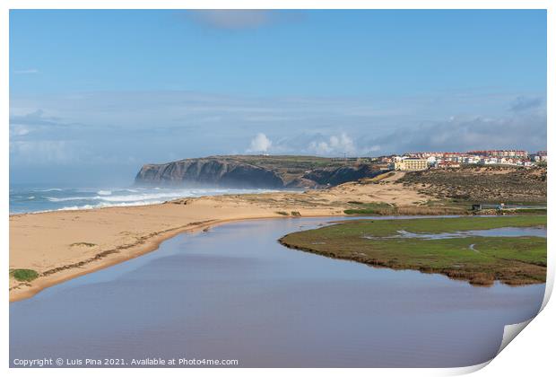 Praia da Foz do Sizandro beach in Torres Vedras, Portugal Print by Luis Pina
